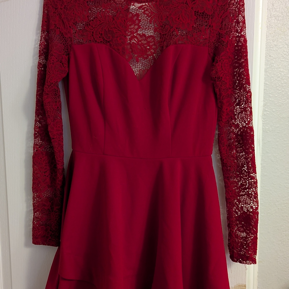 Elegant Red Lace Dress
